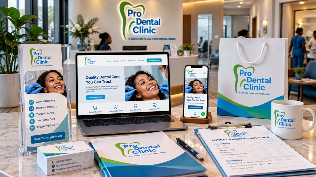 modern pro dental clinic branding scene